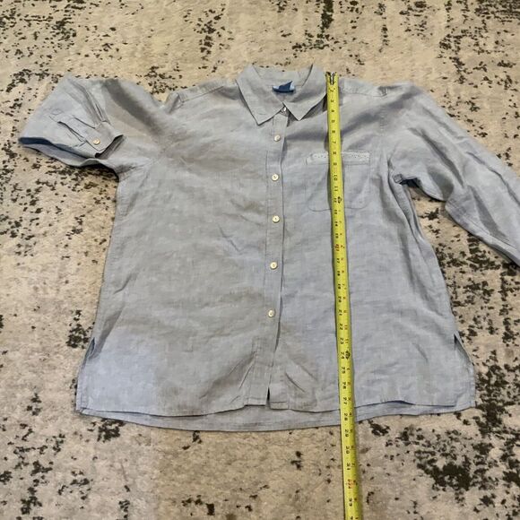 Sigrid Olsen 100% Linen Button Down Striped Shirt Size‎ 1X SO Blue - Picture 8 of 11